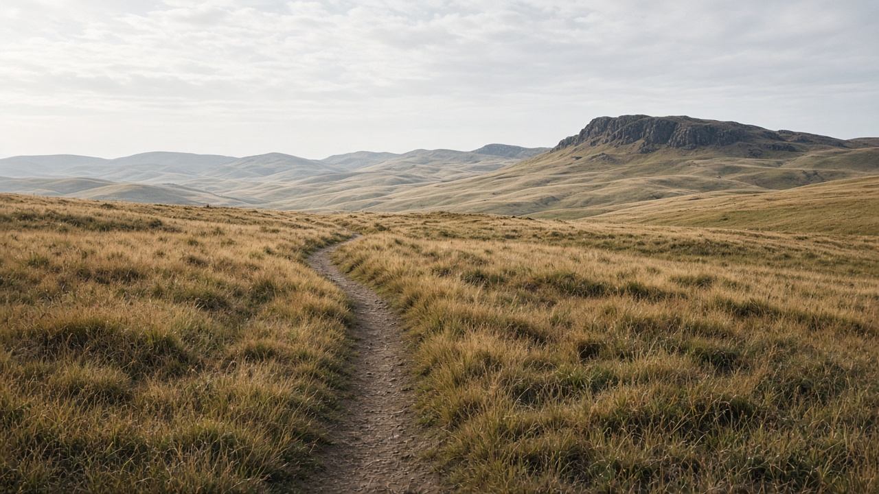 Wanderweg über offene Hochflächen der Rhön